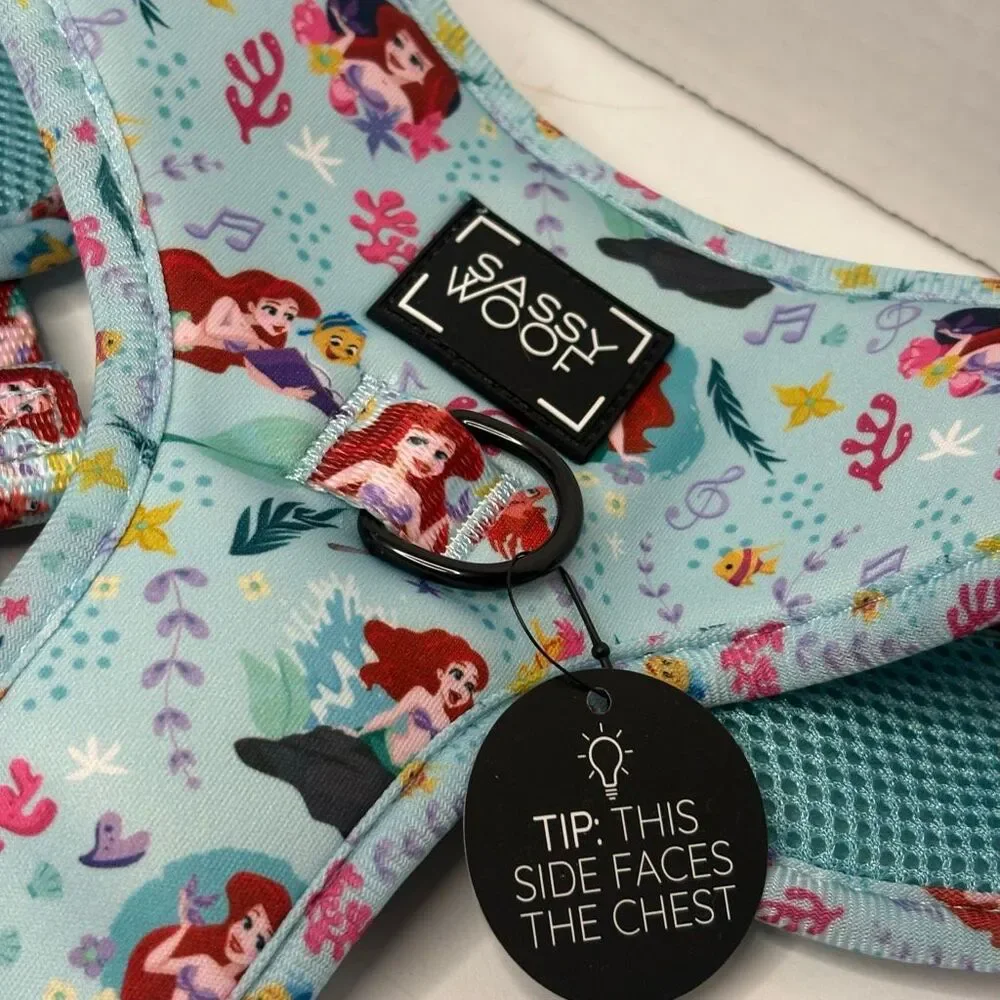 Sassy Woof Little Mermaid Dog Harness Size Large Ariel Flounder Sebastian NWT